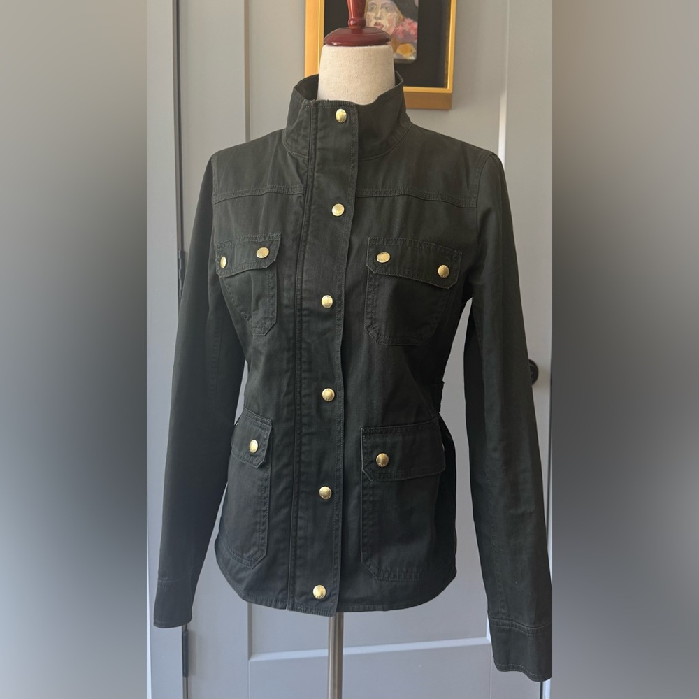 J. Crew Factory Olive Resin Coated Utility Jacket - Picture 10 of 12